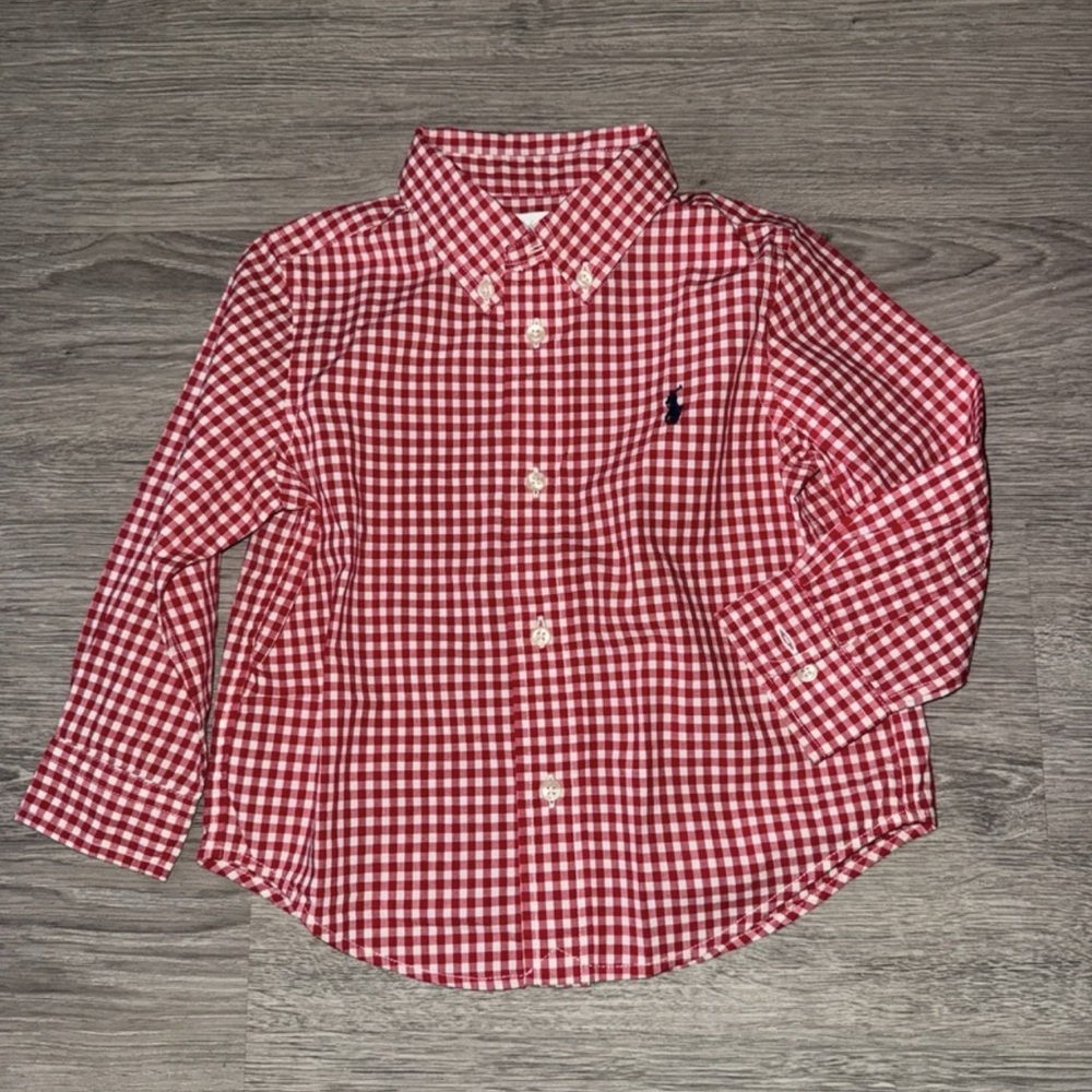 Ralph Lauren Size 24M Red & White Button Up Long Sleeve Shirt LNC